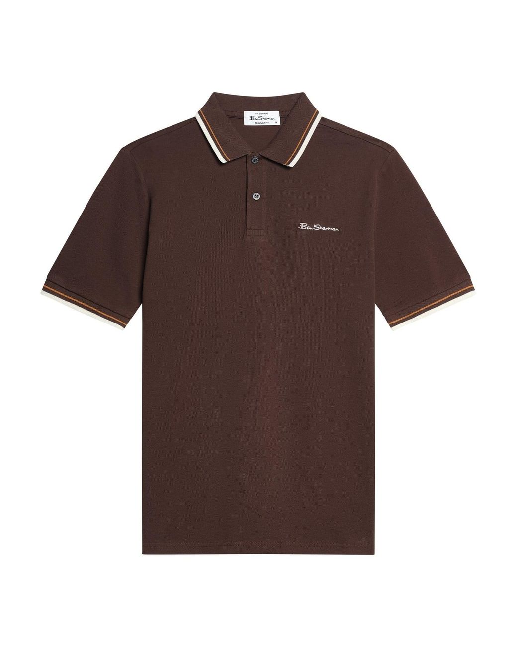 Ben Sherman Black Short Sleeve Signature Pique Polo In Chestnut for men