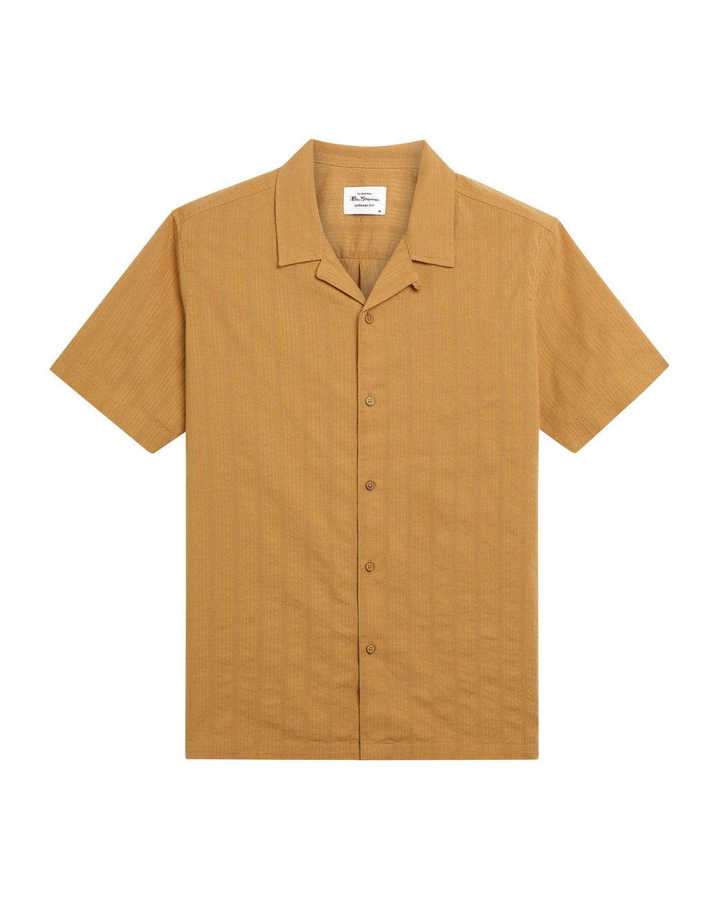 Ben Sherman Blue Short Sleeve Seersucker Texture Shirt In Fawn for men
