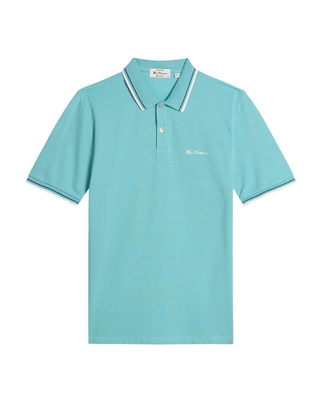Ben Sherman Blue Short Sleeve Signature Pique Polo In Turquoise for men