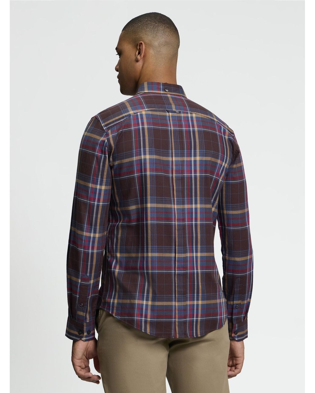 Ben Sherman Blue Long Sleeve Twill Check Shirt In for men