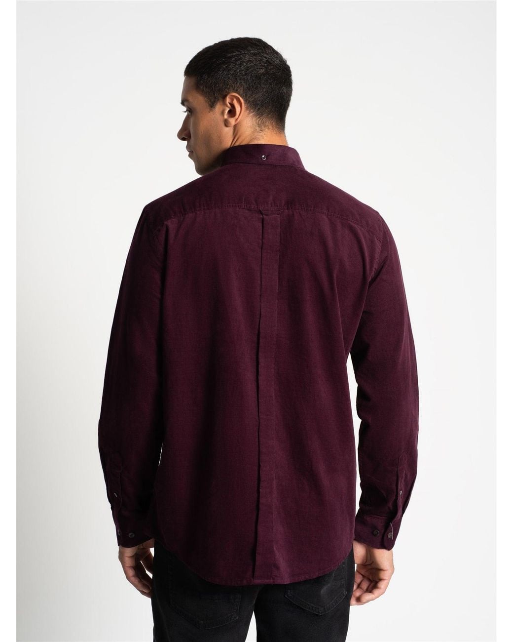 Ben Sherman Red Long Sleeve Fine Cordurory Shirt In for men