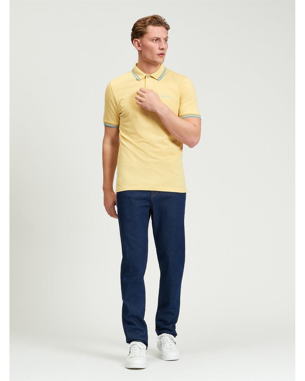 Ben Sherman Yellow Short Sleeve Signature Pique Polo In Butterscotch for men