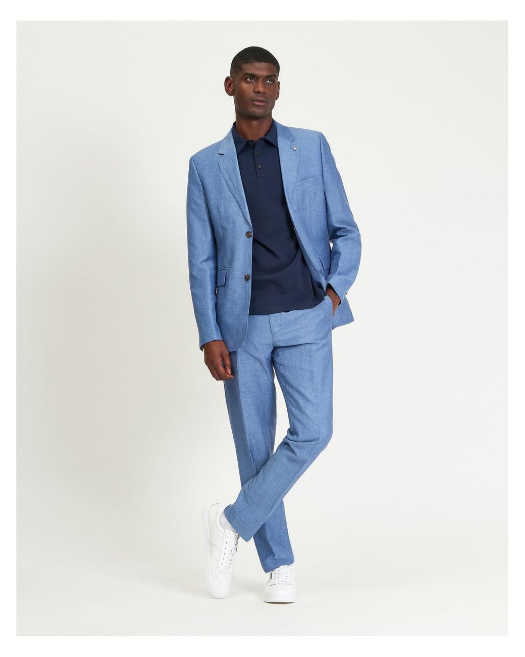 Ben Sherman Linen Blend Trouser In Blue for men