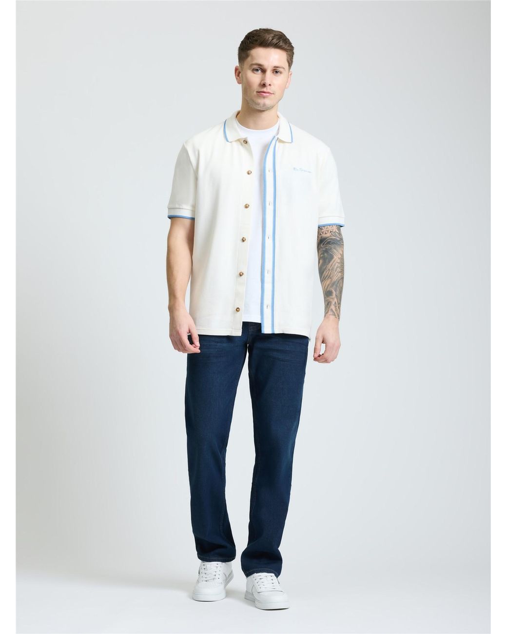 Ben Sherman Contrast Tipping Shirt In Snow White for men