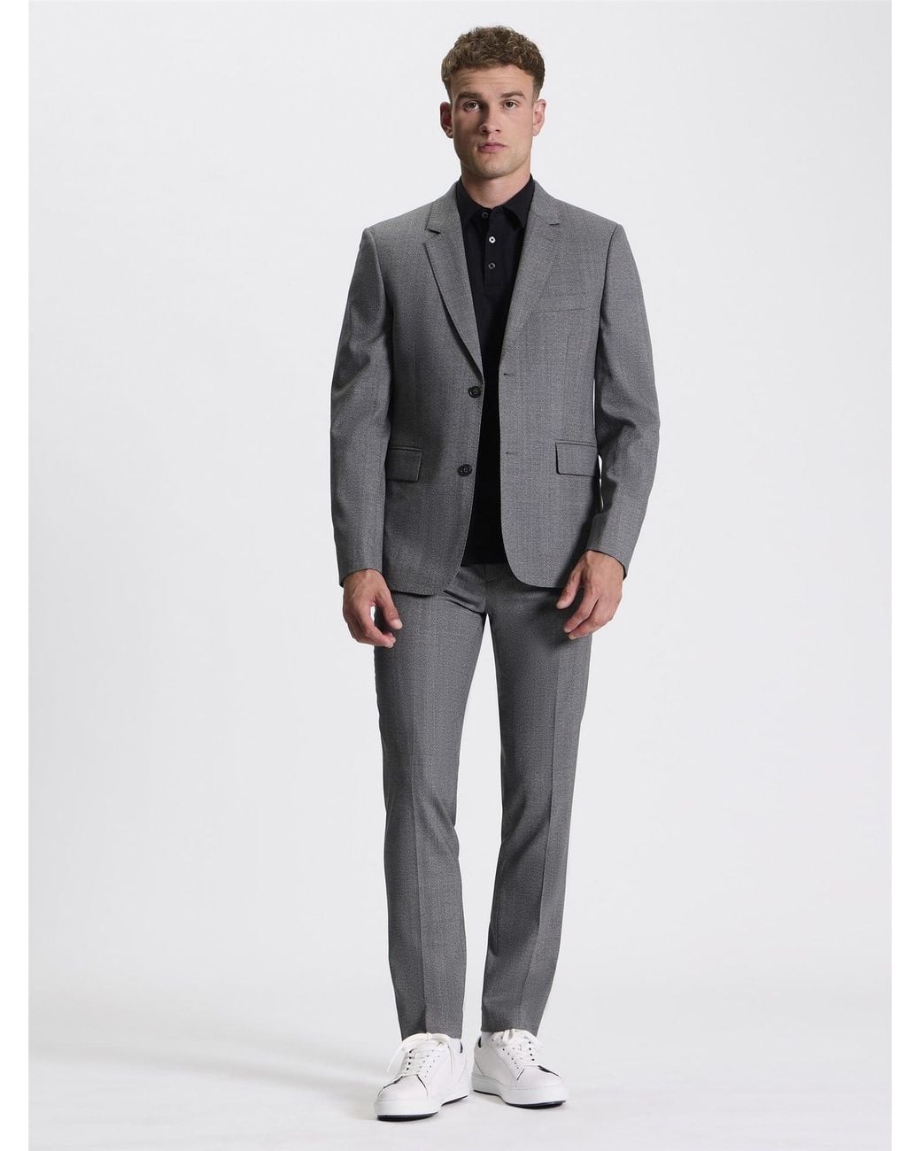 Ben Sherman Gray Crepe Wool Trouser In Grey for men
