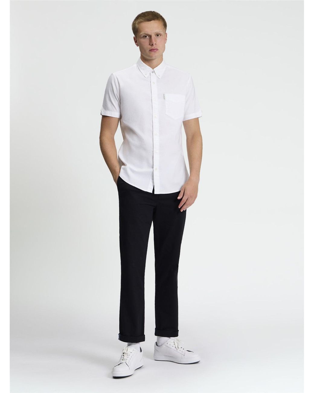 Ben Sherman White Short Sleeve Signature Oxford Shirt In for men