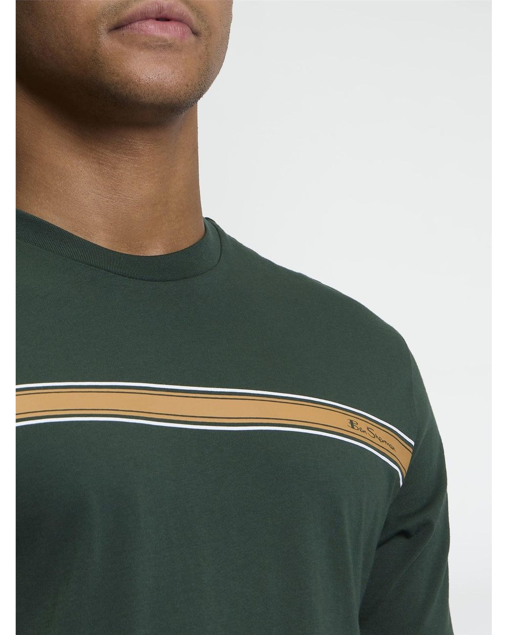 Ben Sherman Blue Short Sleeve Core Stripe Tshirt In Bottle Green for men