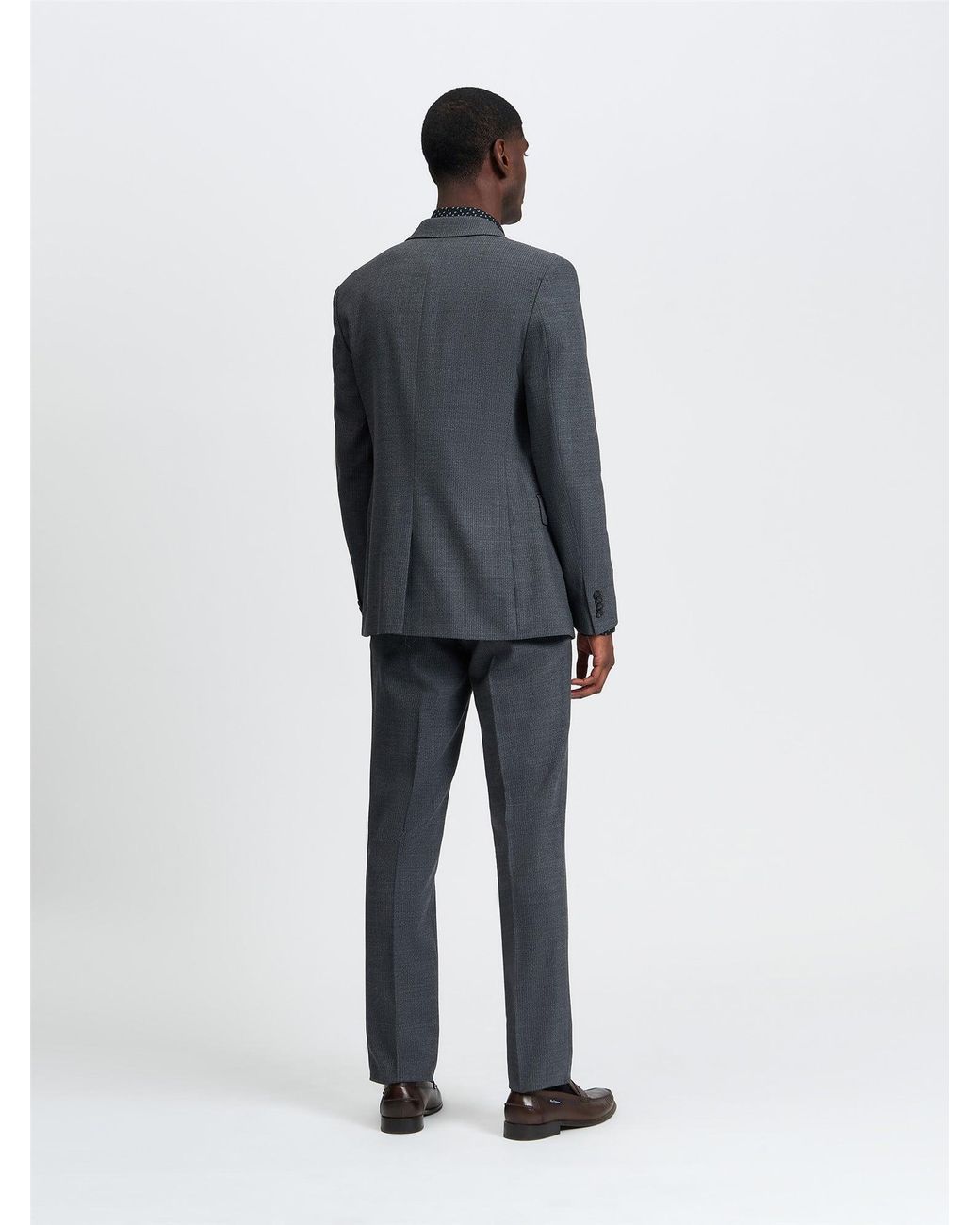 Ben Sherman Blue Crepe Stripe Trouser In Charcoal for men