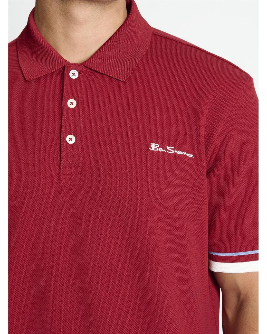 Ben Sherman Red Heavyweight Pique Polo Shirt In for men
