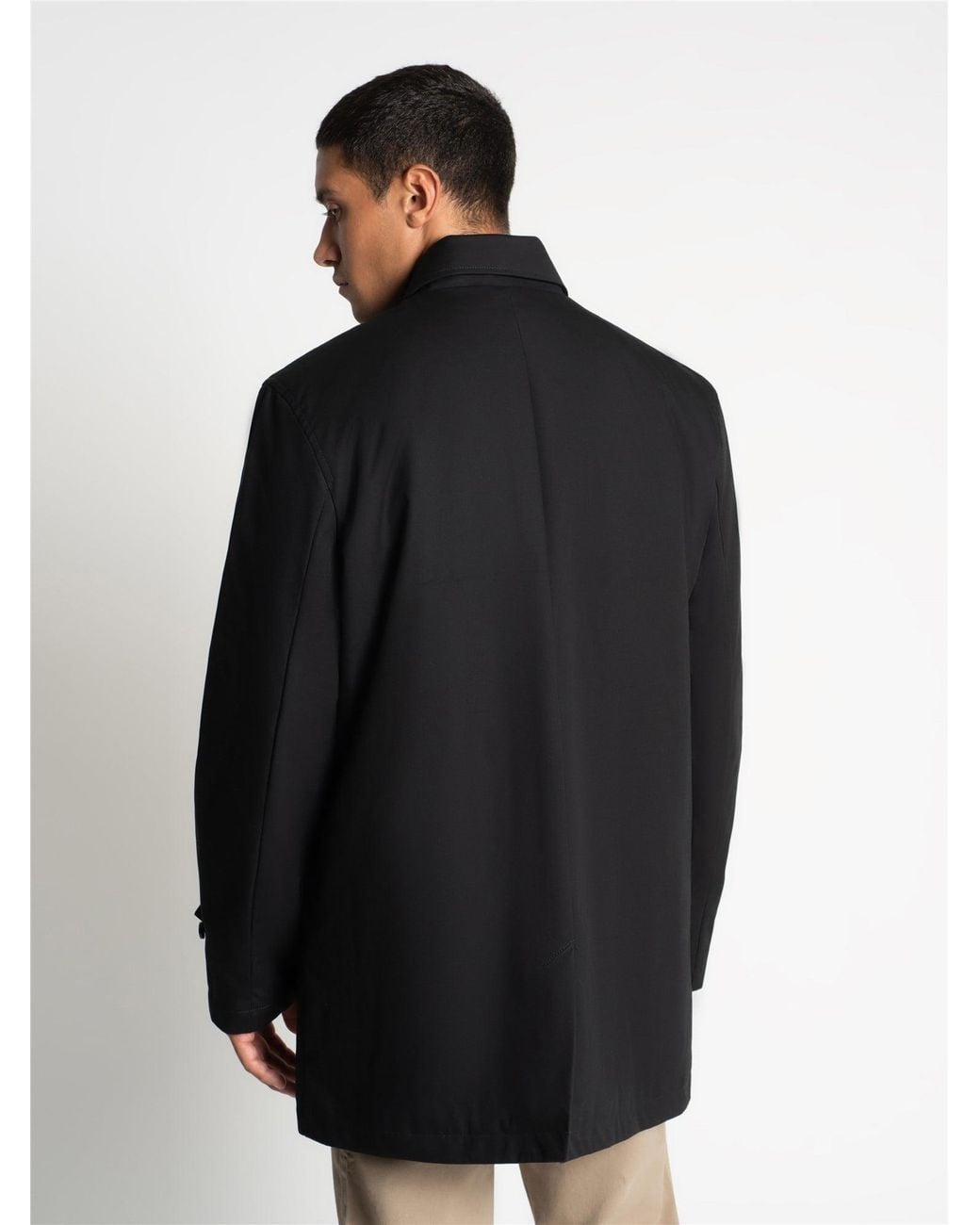 Ben Sherman Black Wadded Bonded Mac In for men