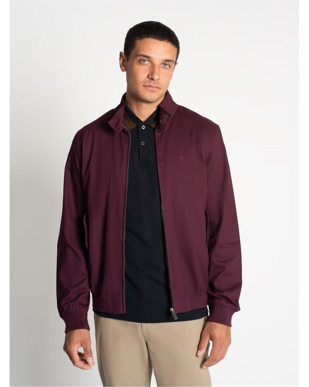 Ben Sherman Red Rim Hem Signature Harrington In Dark Wine for men
