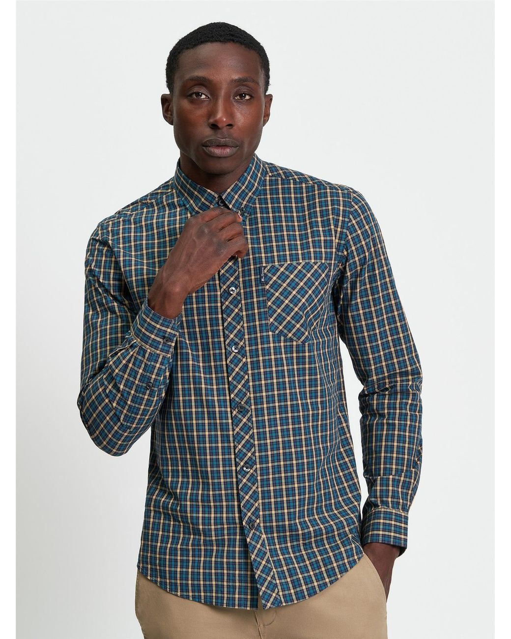 Ben Sherman Blue Long Sleeve House Check Shirt In for men