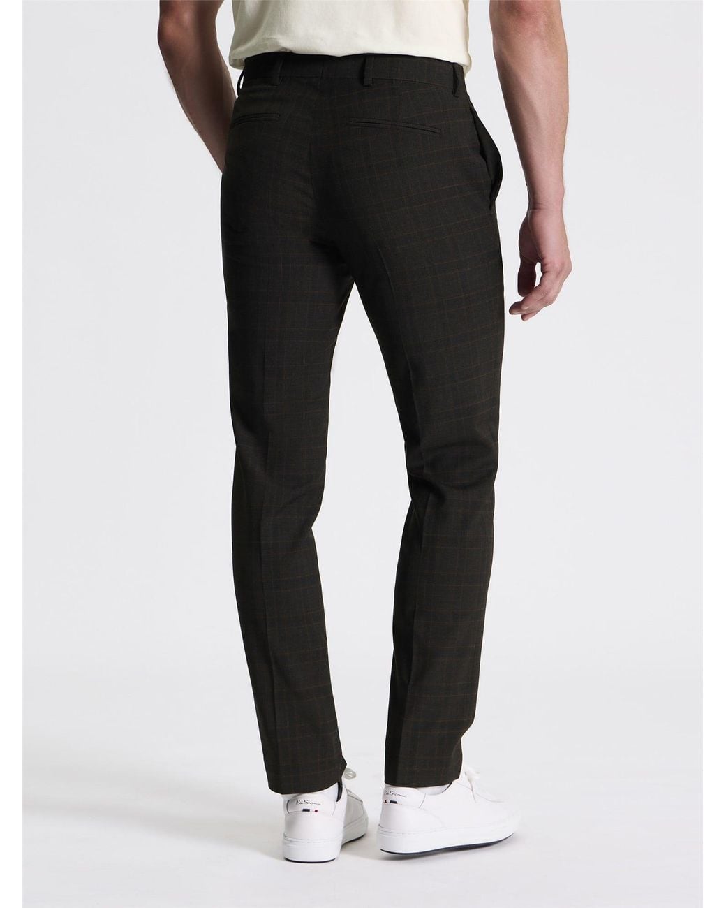 Ben Sherman Black Prince Of Wales Check Trouser In Chocolate for men