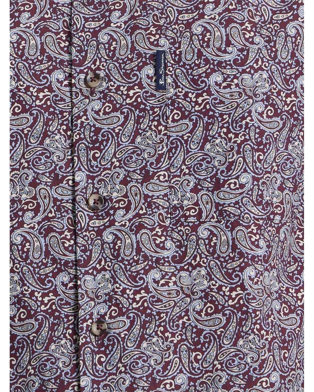 Ben Sherman Gray Long Sleeve Paisley Print Shirt In for men