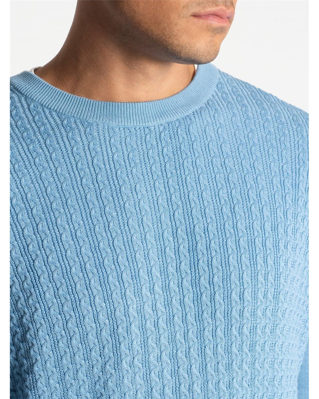 Ben Sherman Blue Textured Front Crew Sweater In for men