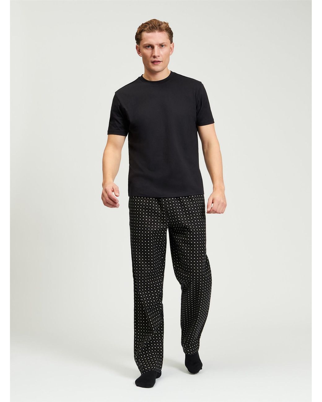 Ben Sherman Brushed Mono Print Trouser In Black for men
