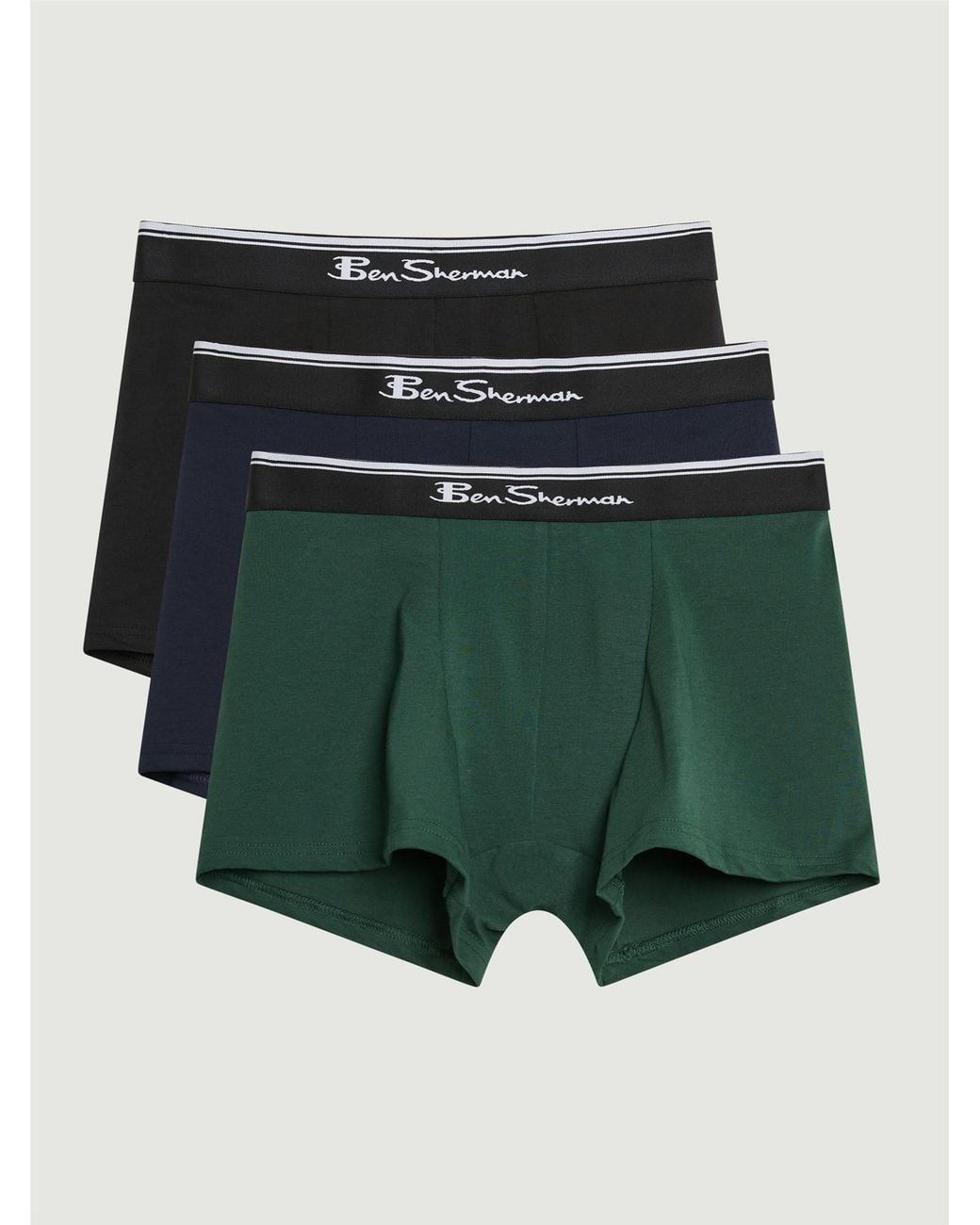 Ben Sherman Green 3 Pack Signature Plain mix Underwear In Assorted for men