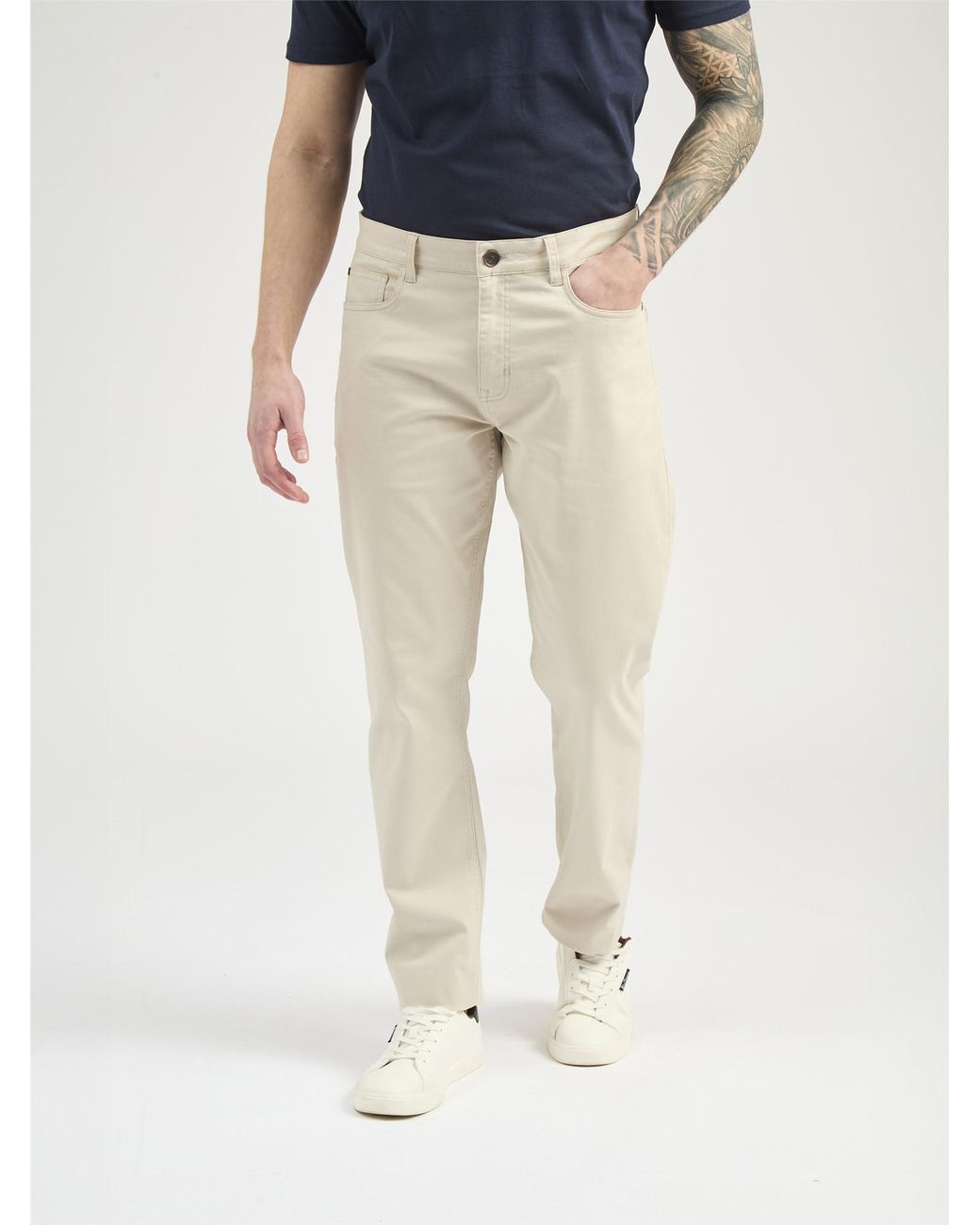 Ben Sherman Blue 5 Pocket Bedford Trousers In for men