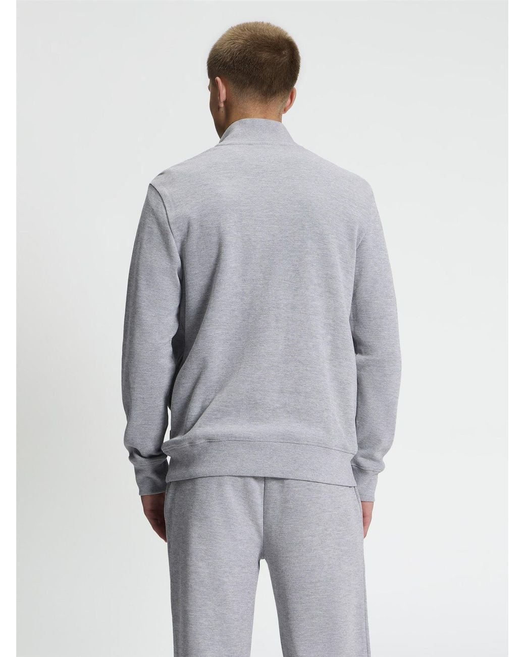 Ben Sherman Gray Long Sleeve Half Zip Track Top In Light Grey for men