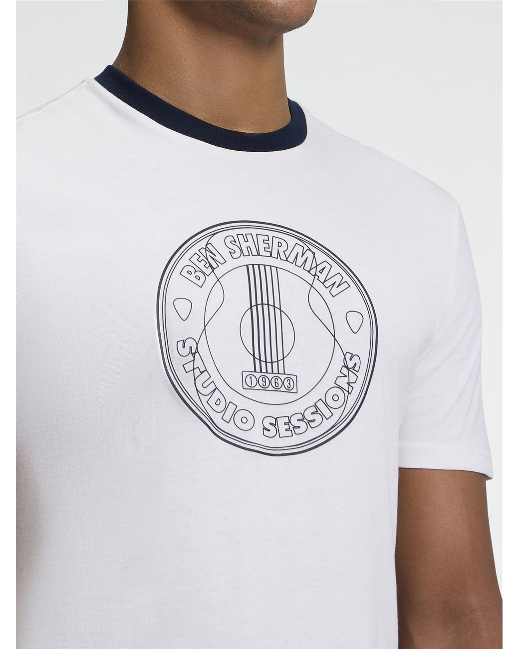 Ben Sherman Blue Short Sleeve Studio Sessions Tshirt In Ivory for men