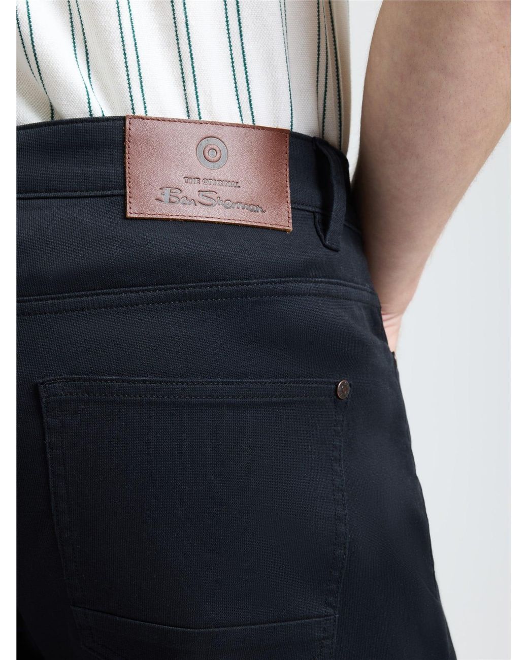 Ben Sherman Blue 5 Pocket Bedford Trousers In Black for men