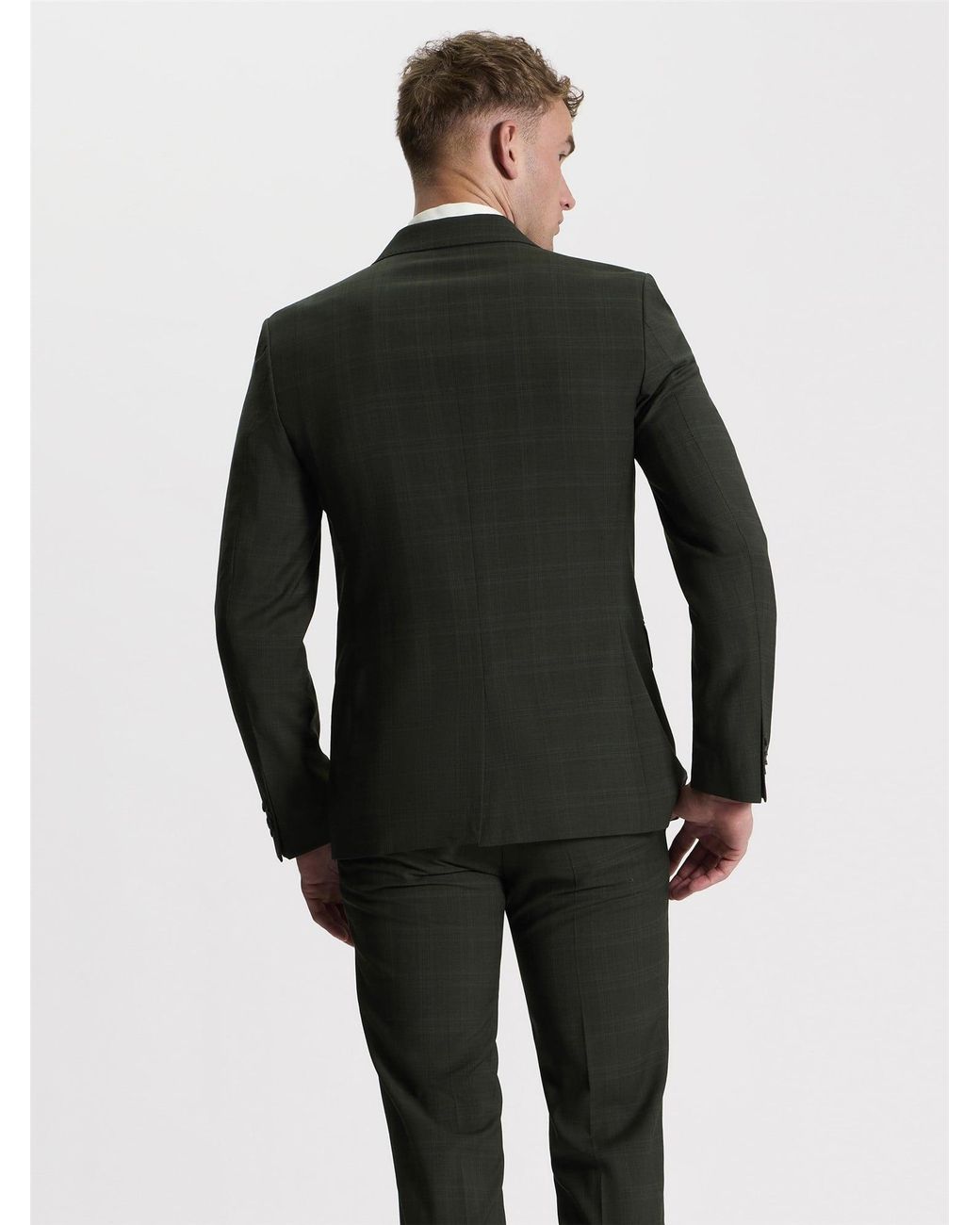 Ben Sherman Gray Prince Of Wales Tonal Jacket In Dark Green for men