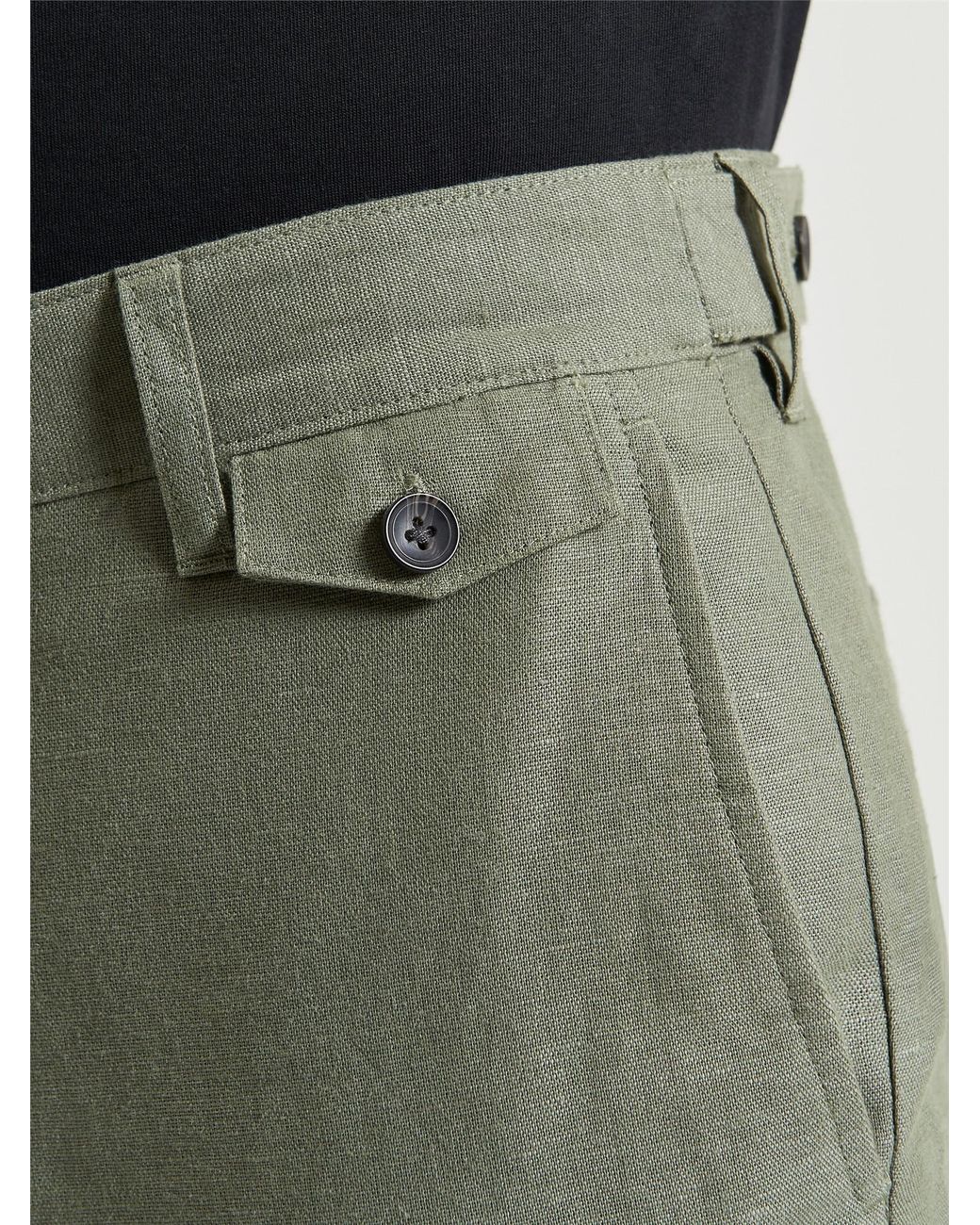 Ben Sherman Green Linen Cotton Trousers In Olive for men