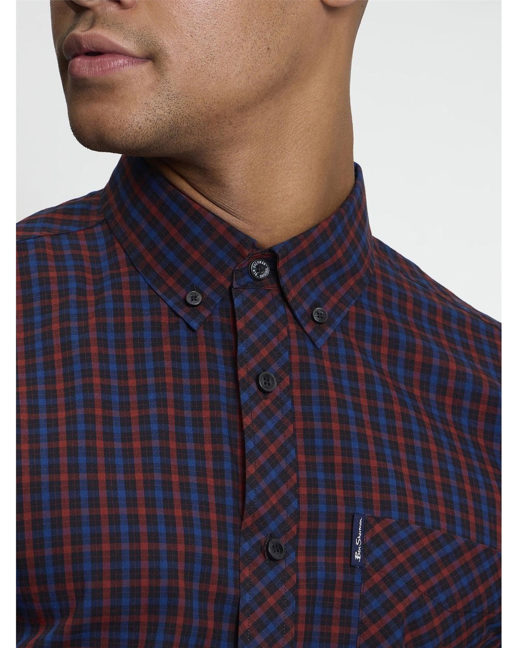 Ben Sherman Blue Long Sleeve House Check In Sienna for men