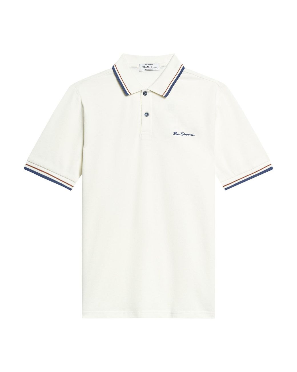Ben Sherman White Short Sleeve Signature Pique Polo In Beige for men