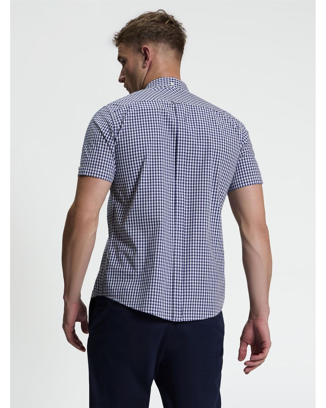 Ben Sherman Blue Short Sleeve Signature Gingham Shirt In for men