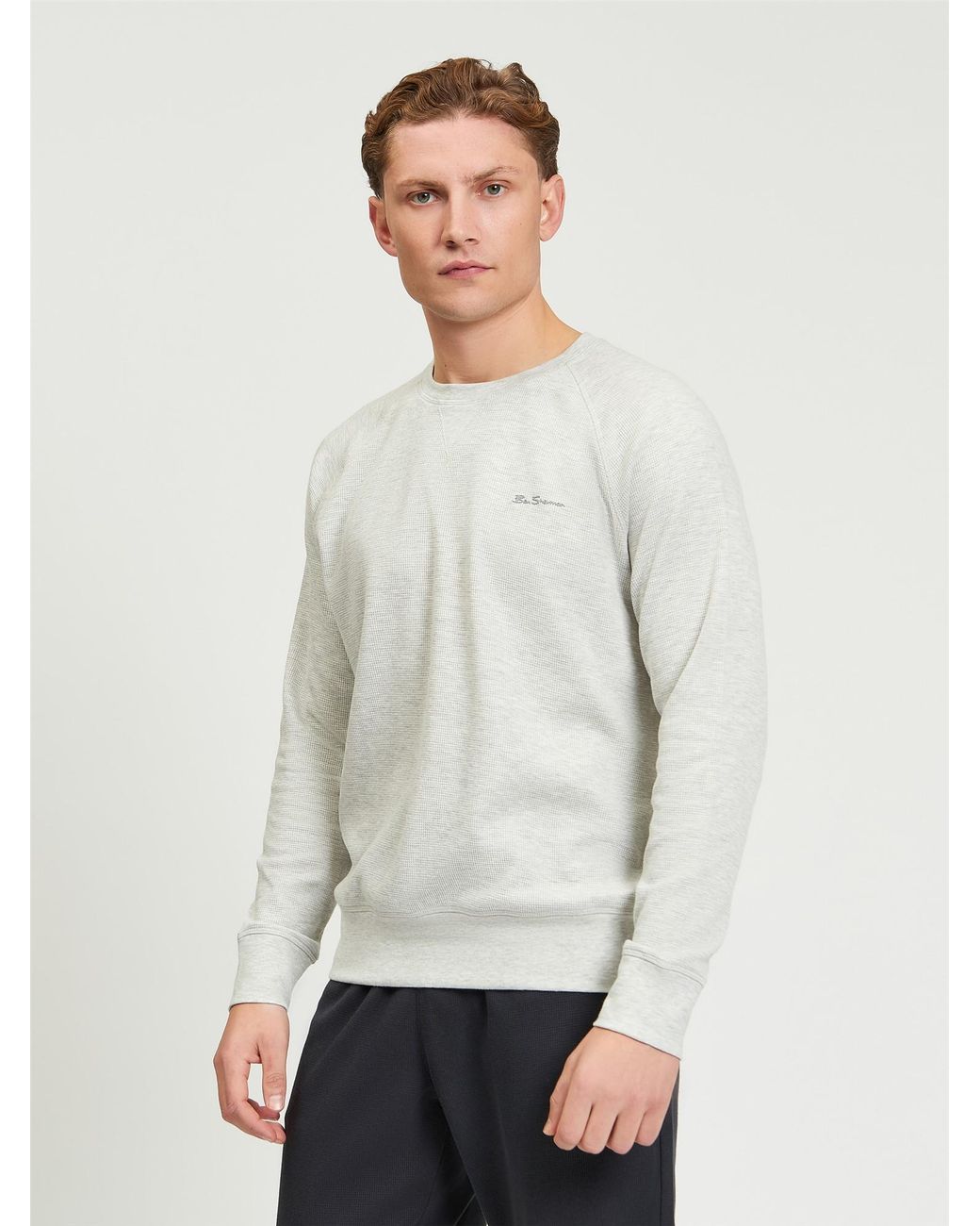 Ben Sherman White Long Sleeve Waffle Tee In Oatmeal for men