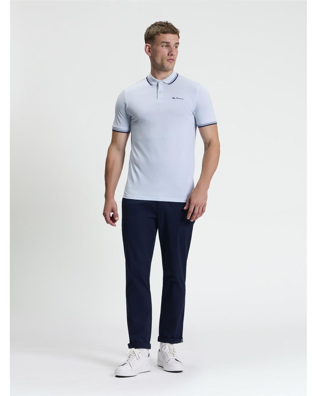Ben Sherman Short Sleeve Signature Pique Polo In Blue Shadow for men
