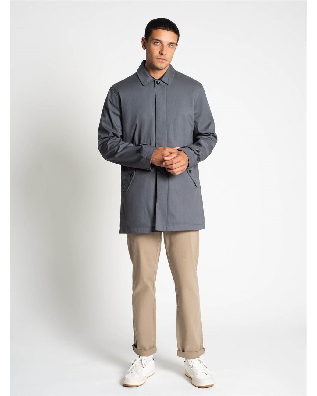 Ben Sherman Blue Wadded Bonded Mac In for men