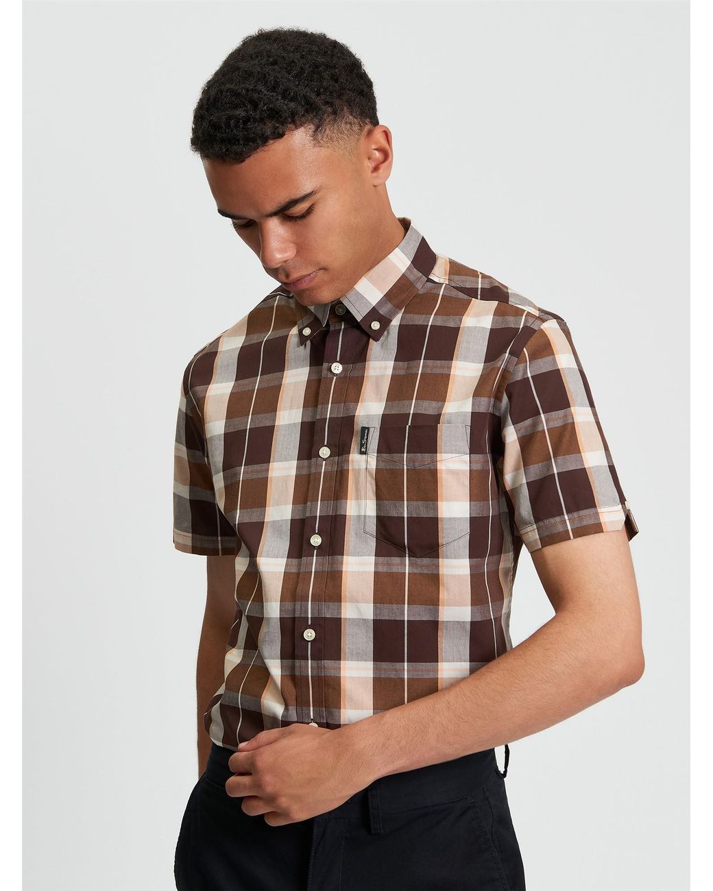 Ben Sherman Multicolor Block Check Shirt In Dark Brown for men