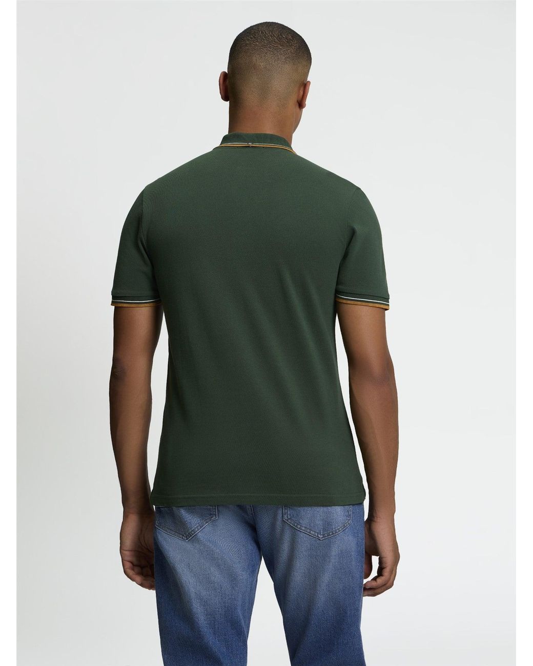 Ben Sherman Short Sleeve Signature Pique Polo In Bottle Green for men