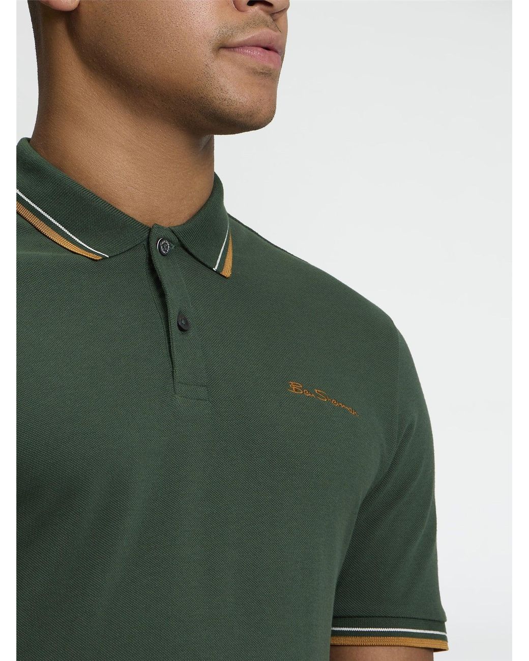 Ben Sherman Short Sleeve Signature Pique Polo In Bottle Green for men