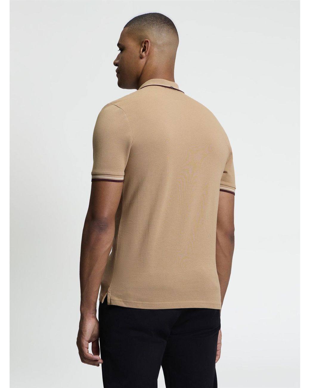 Ben Sherman Natural Short Sleeve Signature Pique Polo In Biscuit for men