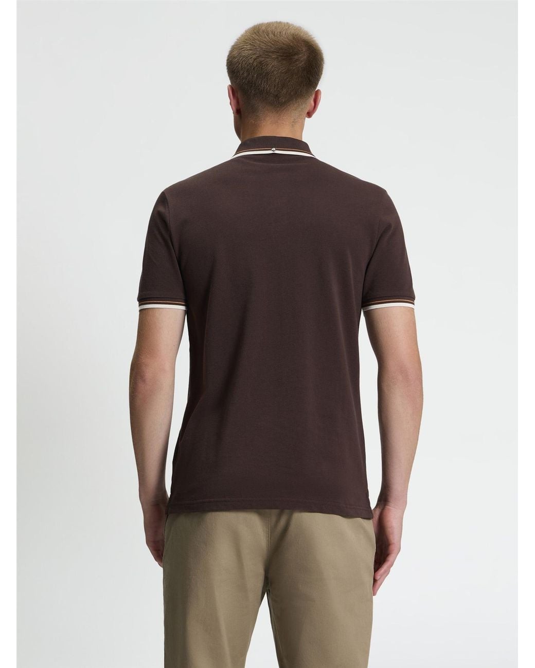 Ben Sherman Black Short Sleeve Signature Pique Polo In Chestnut for men