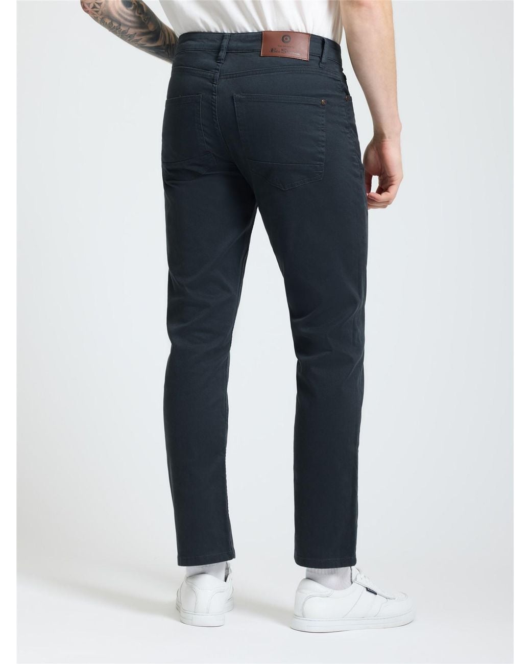 Ben Sherman Blue 5 Pocket Bedford Trousers In Charcoal for men