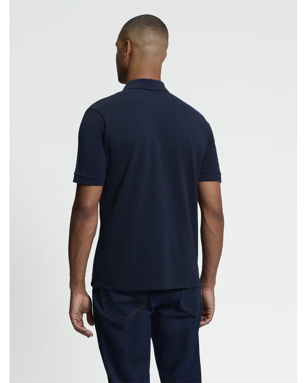 Ben Sherman Blue Short Sleeve Birdseye Stripe Polo In Dark Navy for men