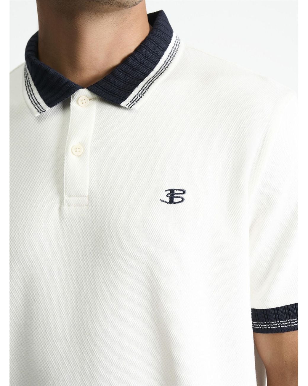 Ben Sherman White Trim Block Polo Shirt In for men