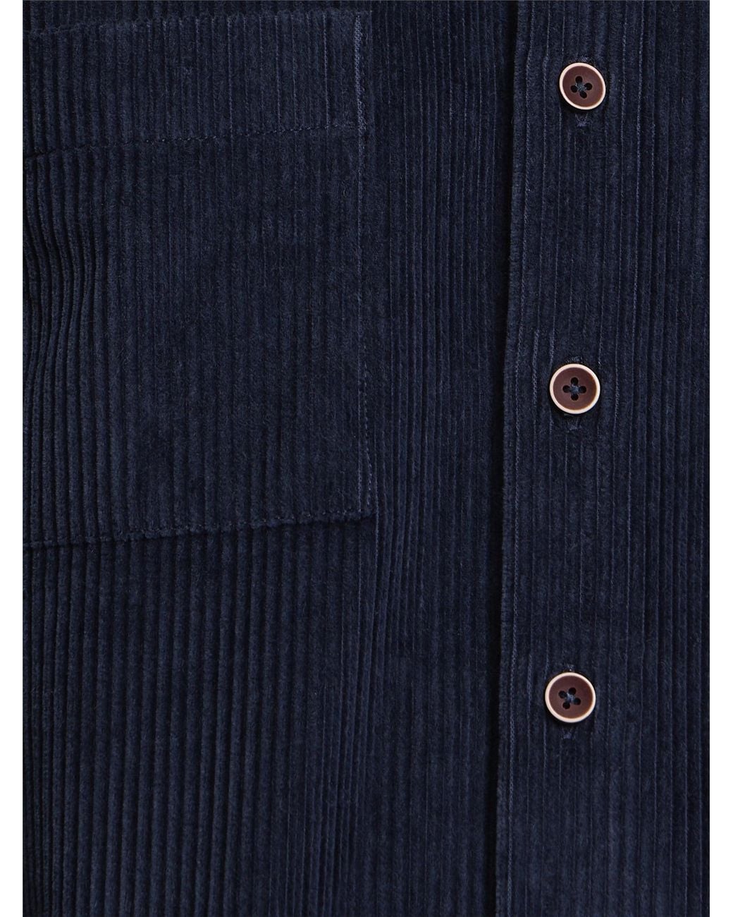 Ben Sherman Blue Long Sleeve Corduroy Overshirt In Dark Navy for men