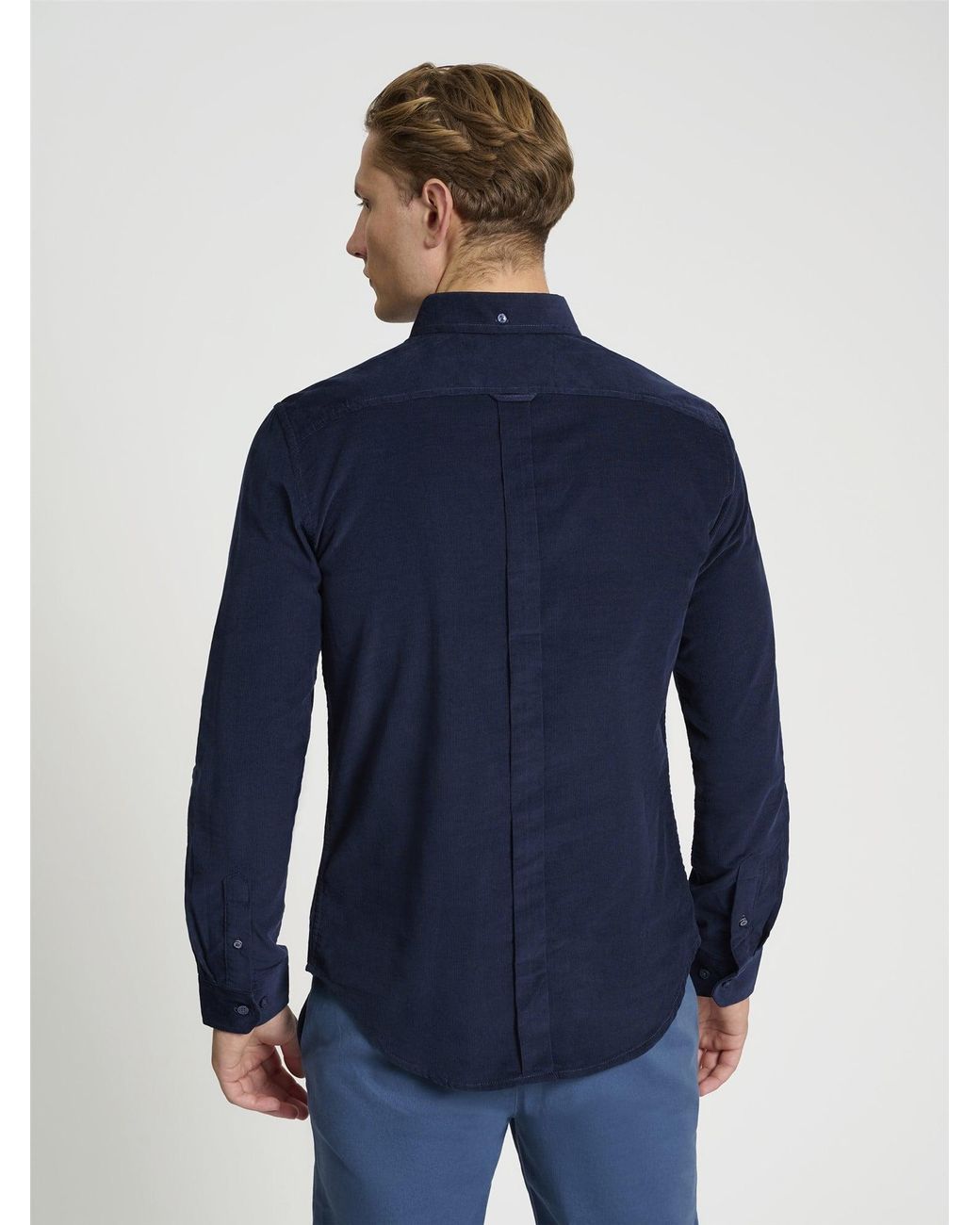 Ben Sherman Blue Plain Cord Shirt In for men