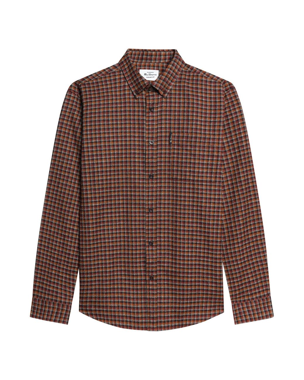 Ben Sherman Brown Long Sleeve Abstract Check Shirt In Sienna for men
