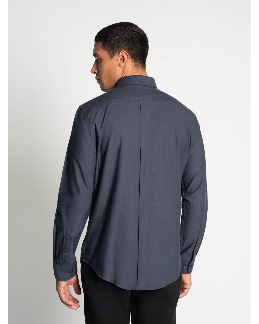 Ben Sherman Blue Long Sleeve Oxford Shirt In Slate for men