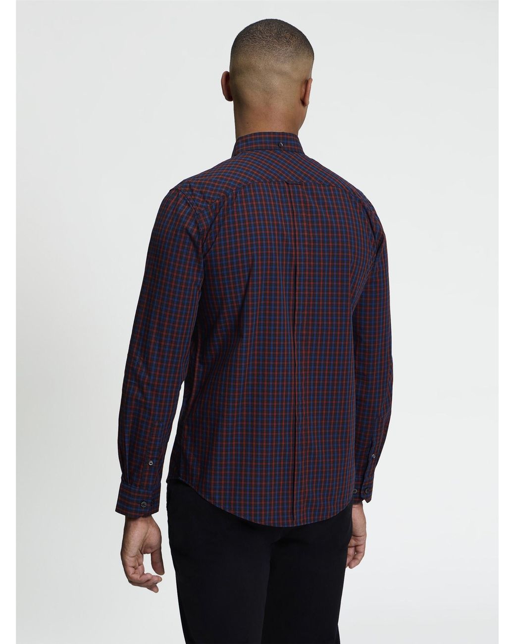 Ben Sherman Blue Long Sleeve House Check In Sienna for men