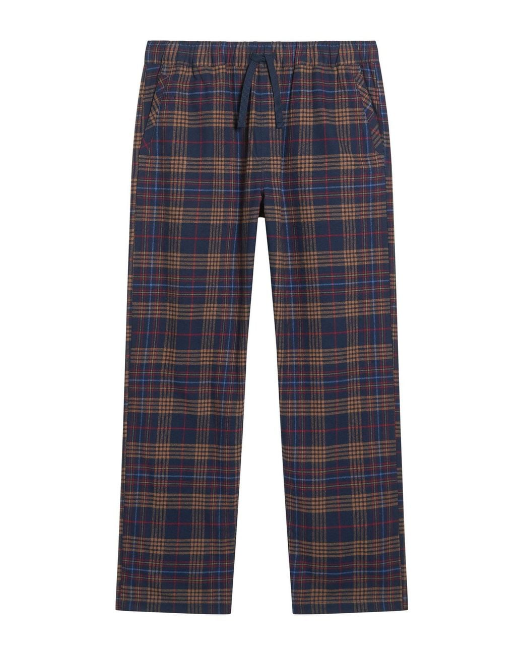 Ben Sherman Blue Brushed Multi Check Trouser In Dark Navy for men