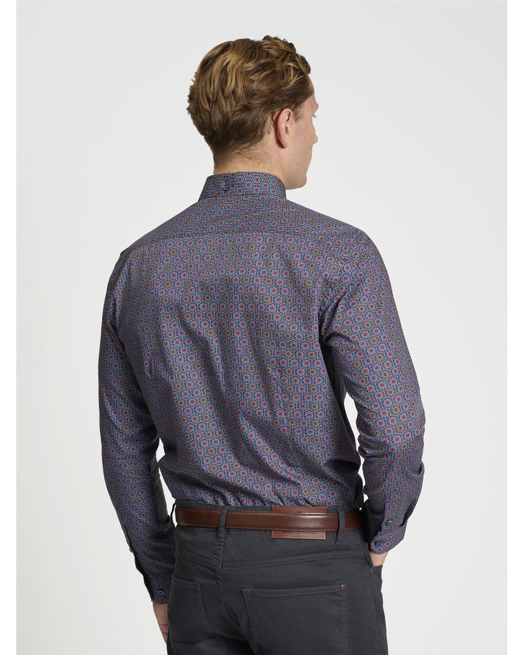 Ben Sherman Blue Long Sleeve Foulard Print In Dark Navy for men