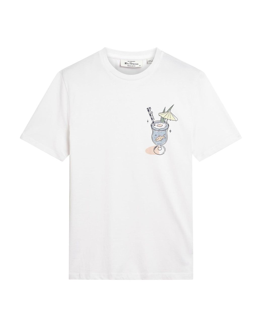 Ben Sherman Blue Gold Fish Bowl Tee In White for men
