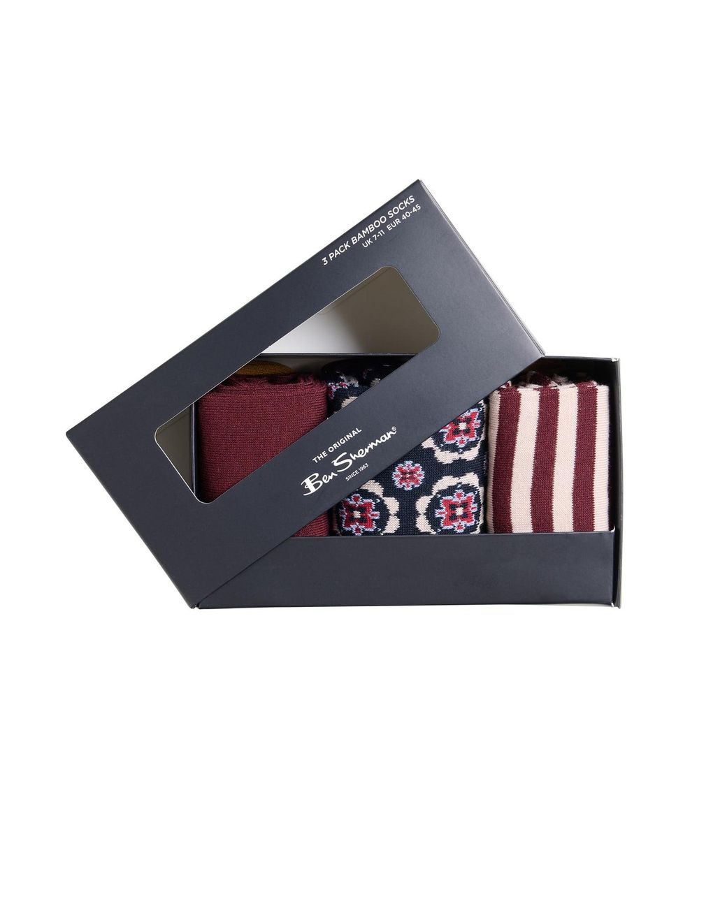 Ben Sherman Multicolor 3 Pack Mod Stripe Sock In Wine for men